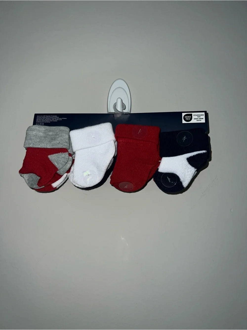 Baby Sock Set - Red, Gray, Navy, White with Heart Valentines Day 0-6 months